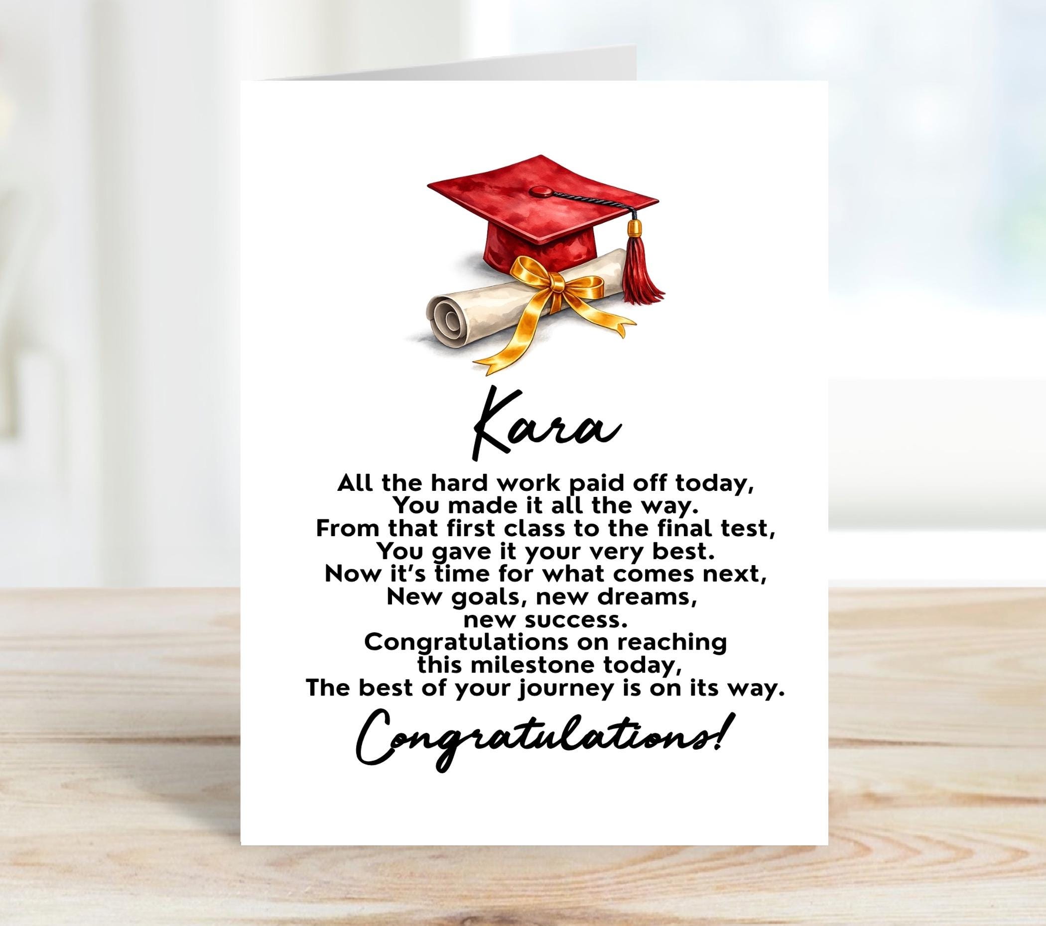Red Cap Graduation Card High School or College Grad Card Motivational ...