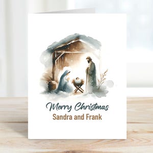 Krippe Weihnachtskarte, religiöse Weihnachtskarte, personalisierte Weihnachtskarte, Kirchenkarte, Pastorkarte, Pastorweihnachtskarte