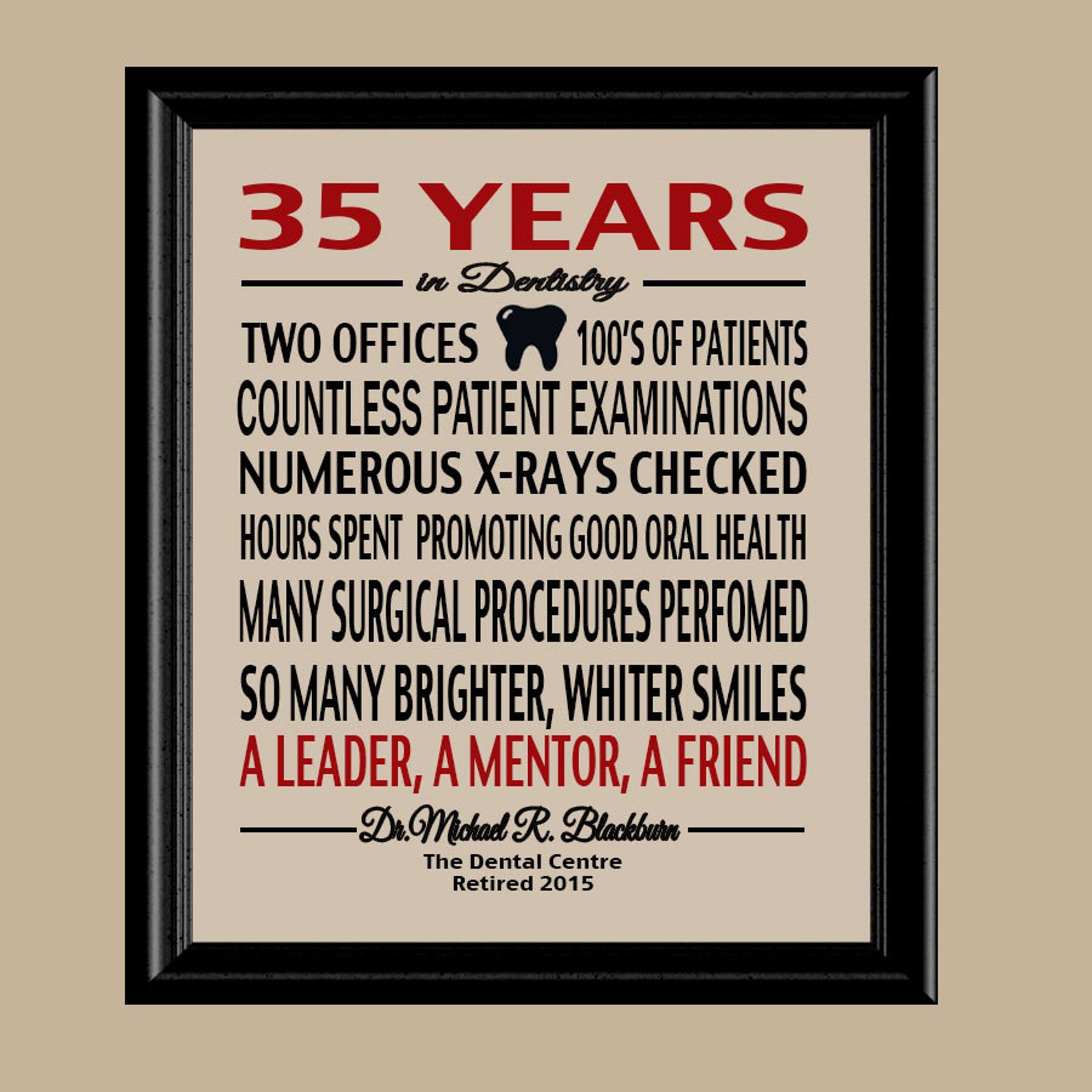 Dentist Retirement Print Dentist Retirement Gift Retirement Etsy