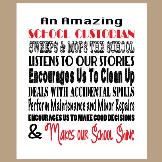 Custodian Appreciation T Custodian Printable Custodian Etsy