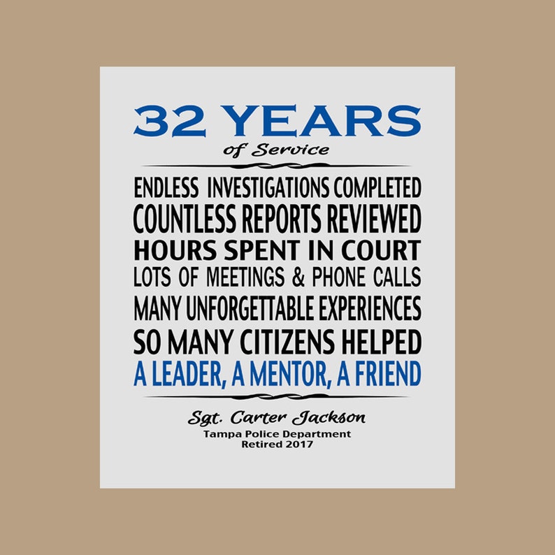 Police Officer Retirement Gift Police Officer Retirement Etsy Canada