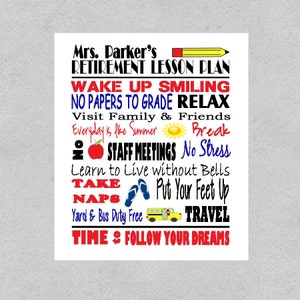 Teacher Retirement Gift, Retirement Gift, Retirement Print, Teacher Gift, Teacher Printable, Personalized Print, PDF Digital Print
