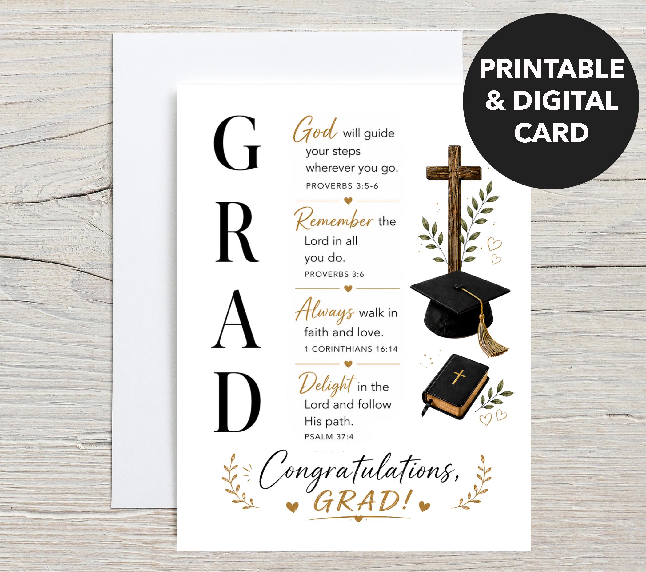 Christian Graduation Card Printable | Graduation Scripture Card ...