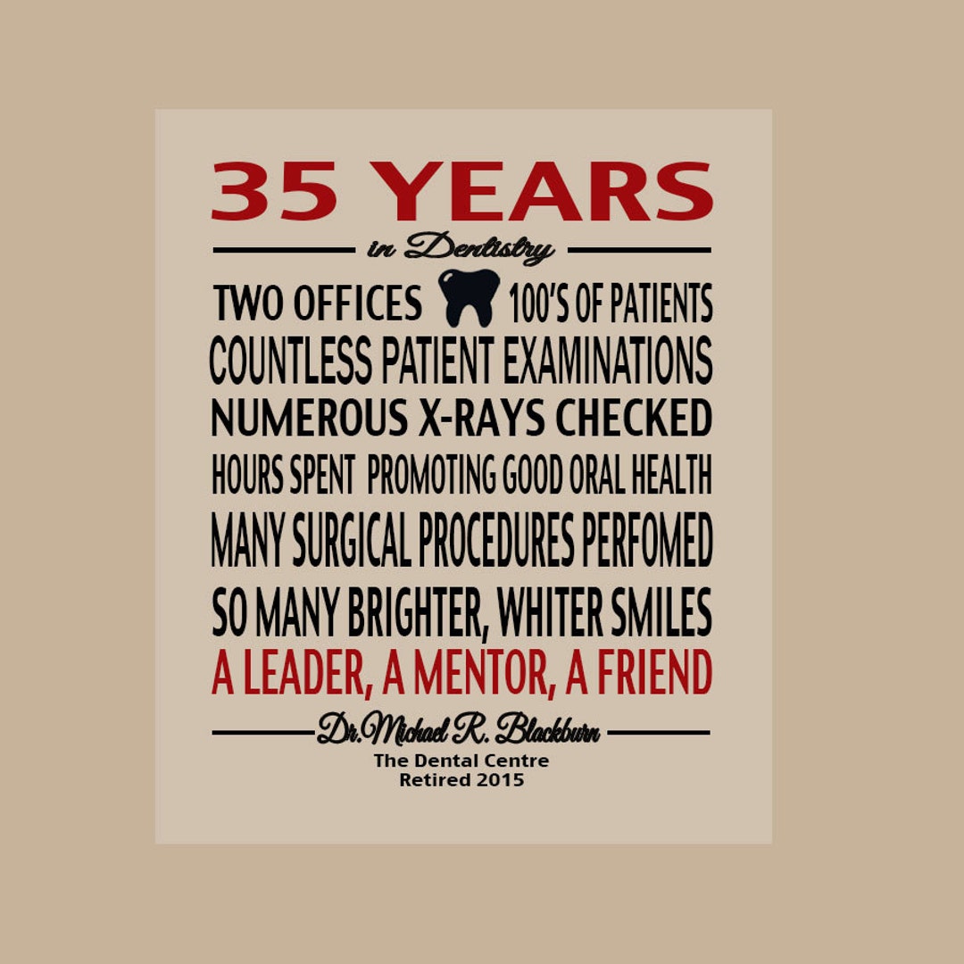 Dentist Retirement Print Dentist Retirement Gift Retirement Etsy