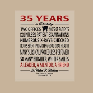 Dentist Retirement Print, Dentist Retirement Gift, Retirement Print, Dentist Thank You Gift, Dentist Poster, Dentist Sign, Digital PDF Print