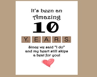 10th Wedding Anniversary Card, Tenth Wedding Anniversary Card, Love Car, 2014 Anniversary Card, 2014 Anniversary Card, Husband Anniversary