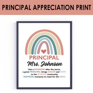 Principal Appreciation Gift, Principal Rainbow Poem, Principal Personalized Printable, Digital Gift, Elementary Principal Print, End of Year