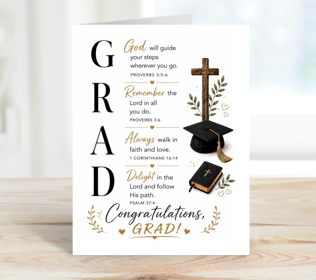 Christian Graduation Card, Bible Verse Graduation Card, Religious ...