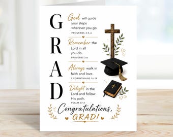Christian Graduation Card, Bible Verse Graduation Card, Religious Graduation Card, Faith Graduation Card, Christian Grad Card, Grad 2026