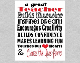 Teacher Appreciation Gift Print, Teacher Print, Teacher Print, World Teacher's Day Gift, Teacher Christmas Gift - Instant Digital Download