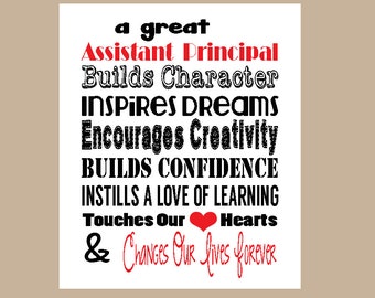 Assistant Principal Appreciation Gift, Assistant Principal Christmas Gift, Bosses Day Print, World Teacher&#39;s Day, Instant Download