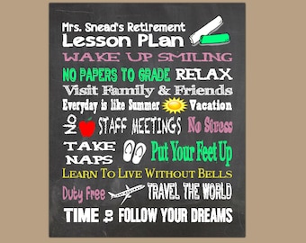 Chalkboard Teacher Retirement Gift- Retirement Gift - Chalkboard Retirement Print -Print at Home Digital Print
