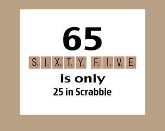 65th Birthday Card, 65th Birthday, Milestone Birthday, The Big 65, Funny Birthday, 1958 Birthday Card, Scrabble Card