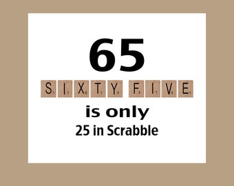 65th Birthday Card, 65th Birthday, Milestone Birthday, The Big 65, Funny Birthday, 1957 Birthday Card, Scrabble Card