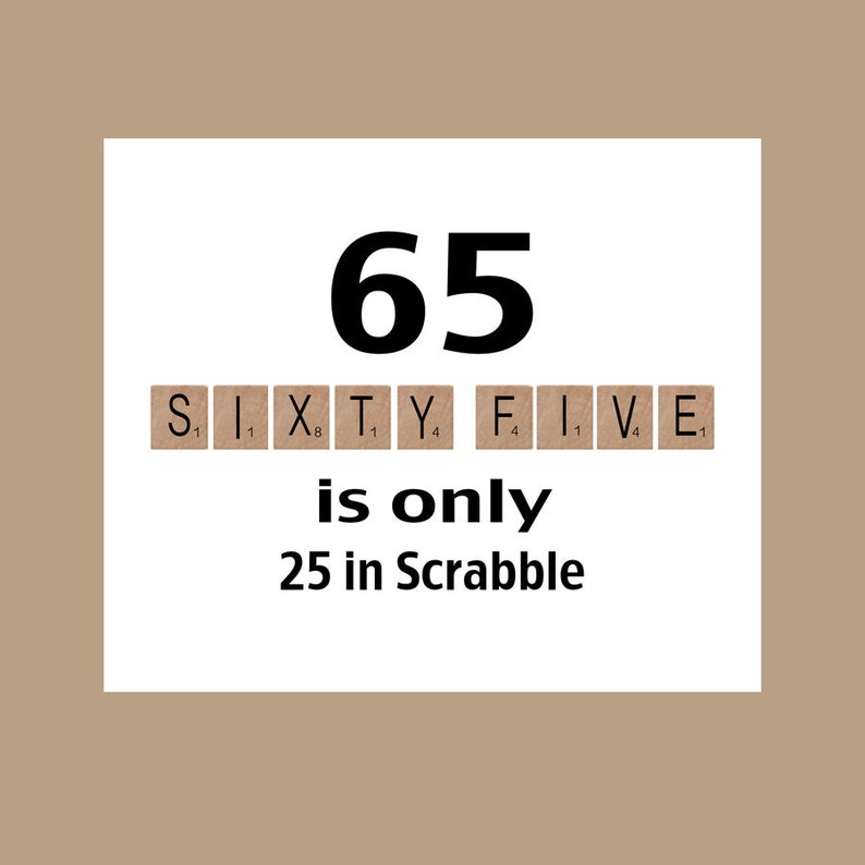 65th Birthday Card, 65th Birthday, Milestone Birthday, The Big 65, Funny Birthday, 1958 Birthday Card, Scrabble Card image 1