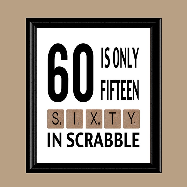 60th Birthday Decorations, 60th Birthday Gift, 60th Birthday Print, 1964 Birthday Printables, 60th Scrabble Gift, Instant Download image 3