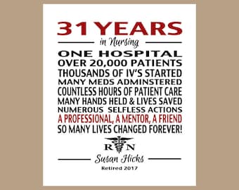 Nurse Retirement Gift, Nurse Retirement Print, Nurse Retirement Poster, RN Nurse Gift, Nurse Thank You Gift, Digital PDF Print