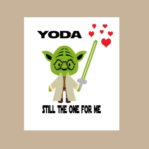 Tarjeta de amor de Star Wars - Tarjeta Yoda One For Me - Tarjeta de aniversario de Star Wars - Tarjeta de San Valentín Geek - Tarjeta de amor nerd