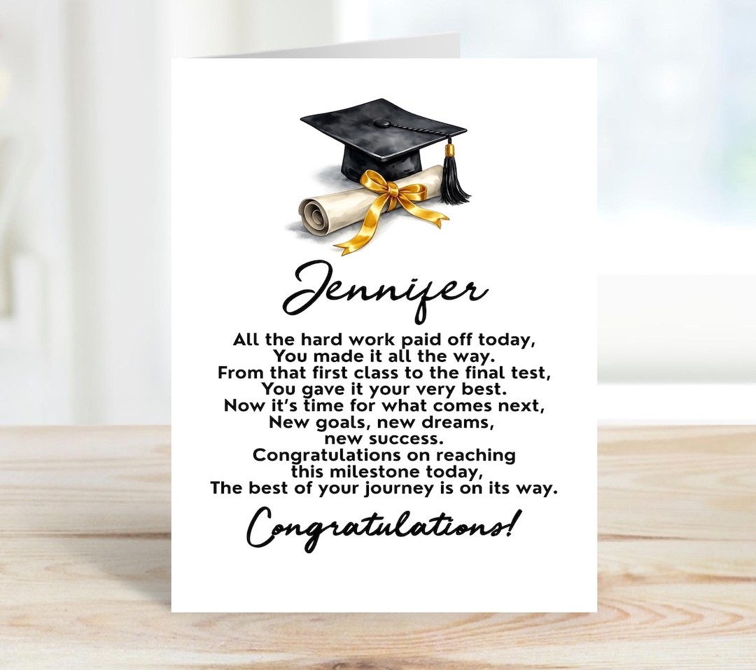 Personalized Graduation Card Motivational Verse Custom Grad Card ...