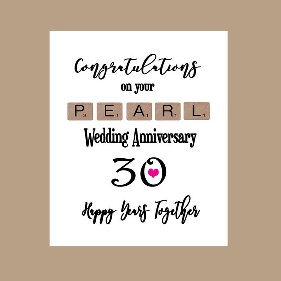 30th Anniversary Card 30 Years Married Pearl Anniversary Etsy