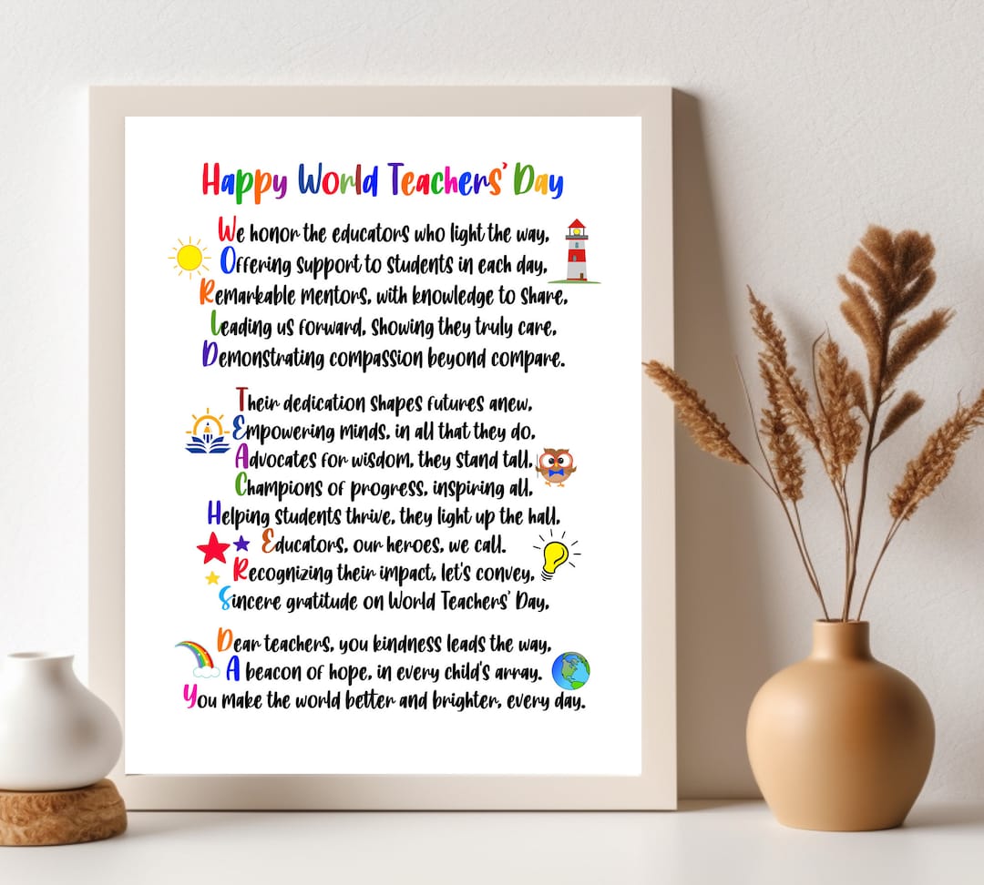 Teacher Appreciation Poem, World Teachers Day Printable, Teacher Poem ...