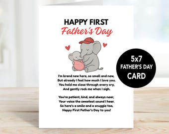 First Father's Day Card: Daddy Elephant & Newborn - Personalized