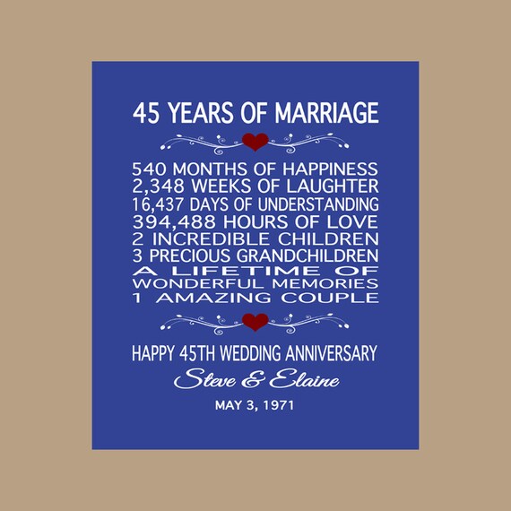 45th Anniversary Gift 1973 Anniversary Gift 45 Years Etsy