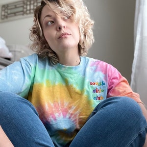 Tough Girls Club Embroidered Oversized Tie-Dye t-shirt - Ohyouresotough Shirt - Cancer Fighter Shirt - Chronic Illness Warrior - Spoonie