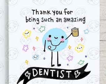 Funny Dentist Thank You Card - Card for Dentist - Adorable Dental Thank You Card - Blank Inside - Dentist Gift - Funny Dentist Card