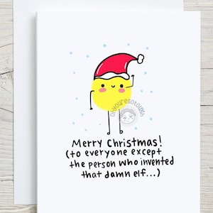 Merry Christmas Elf Card - Funny Christmas Card - Cute Christmas Card - Christmas Card for Friend - Christmas Greeting Card
