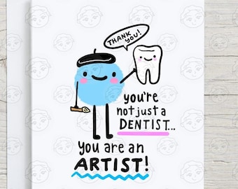 Funny Dentist Thank You Card - Card for Dentist - Adorable Dental Thank You Card - Blank Inside - Dentist Gift - Funny Dentist Card