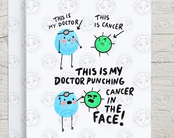 Doctor Punching Cancer Card - Funny Doctor Thank You Card - Doctor Thank You Gift - Doctor Card - Doctor Appreciation Gift - Doctor Funny