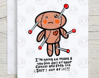 Funny Cancer Support Card - Cancer Voo Doo Doll - Cancer Encouragement - Cancer Fighter - Chemo Gift - Cancer Card - End of Chemo Card