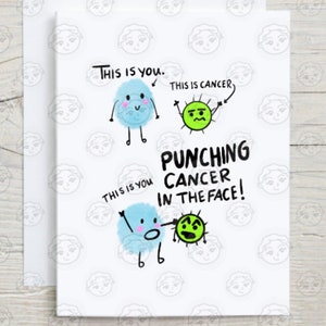 Cancer Encouragement Card Funny - Punch Cancer in the Face - Cancer Support - Cancer Fighter - End of Chemo Card - Cancer Survivor Card
