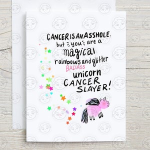 Cancer Support Card Funny - Badass Glitter Unicorn - Cancer Encouragement - Cancer Fighter - Chemo Gift - Cancer Card - Chemo Card
