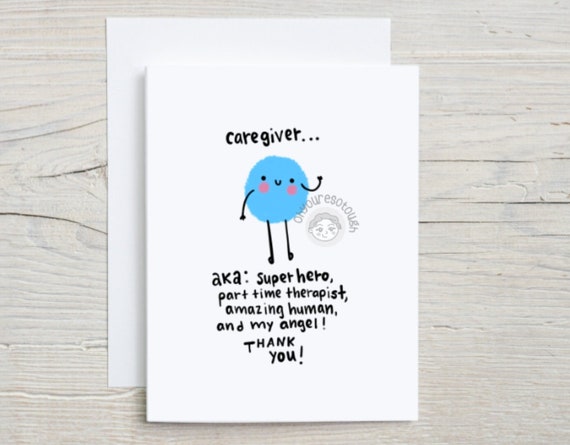 Caregiver Card Caregiver Thank You Card Cute Funny - Etsy