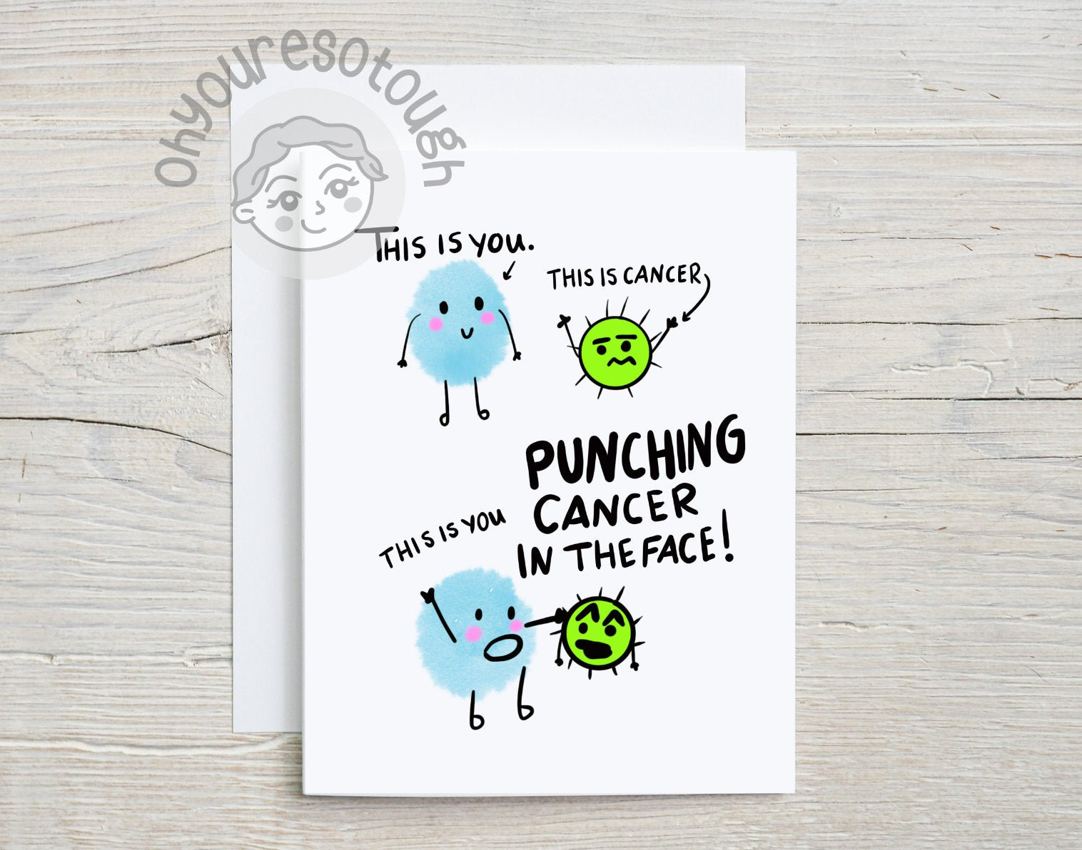 Cancer Encouragement Card Funny Punch Cancer in the Face Etsy UK