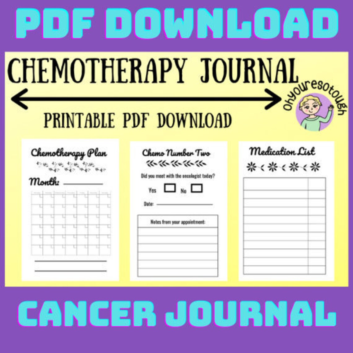 Cancer Journal Chemotherapy Journal Chemotherapy Diary Etsy