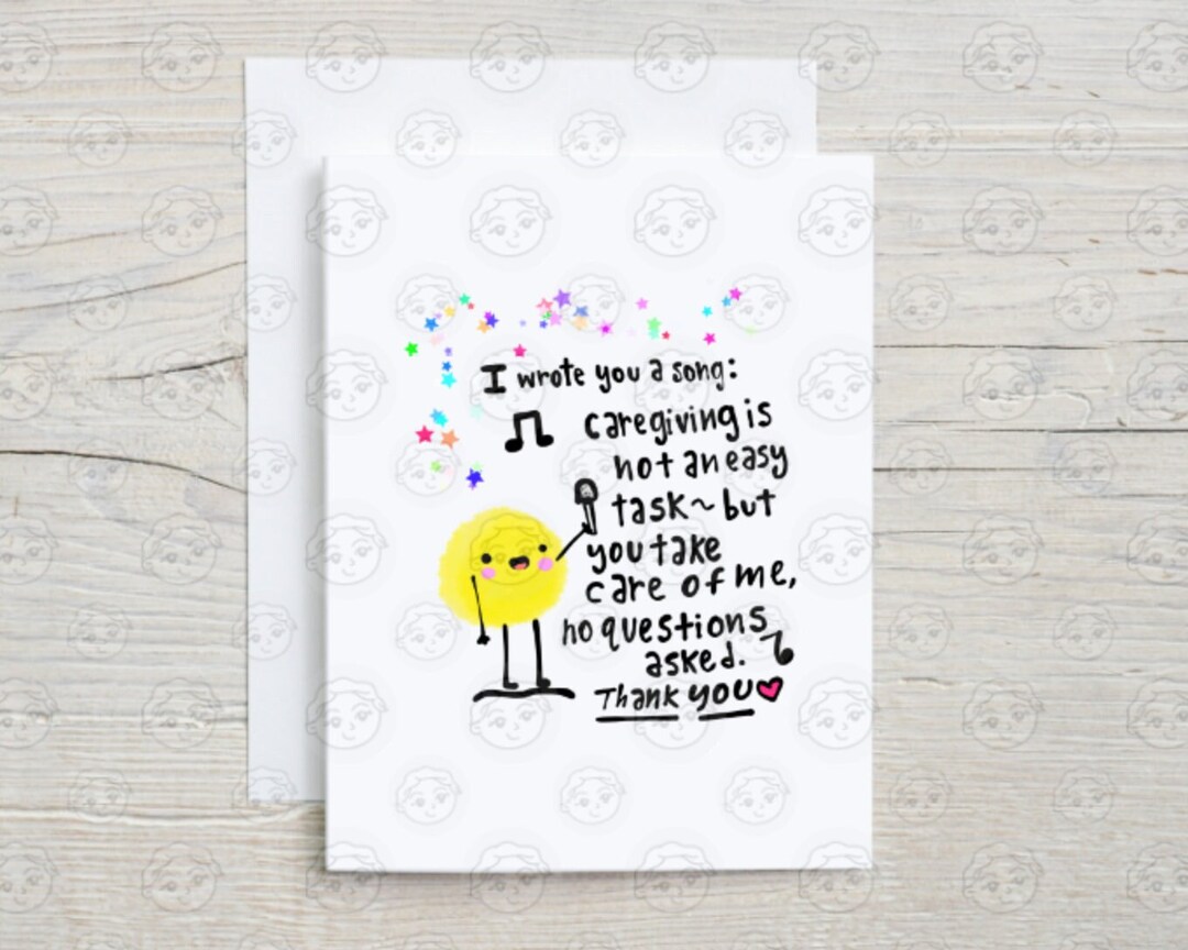 Caregiver Card - Caregiver Thank You Card Cute Funny - Caregiver Gift ...