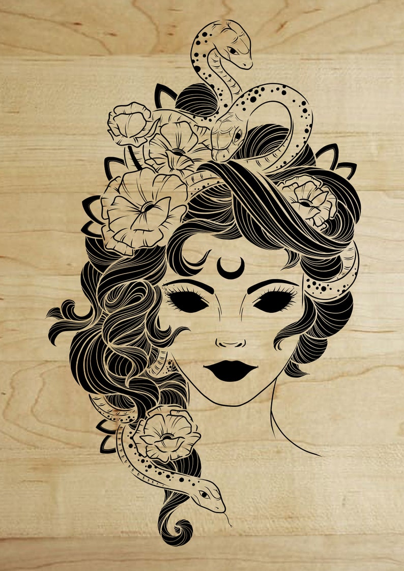 Medusa Stencil Design SVG PNG JPG - Etsy