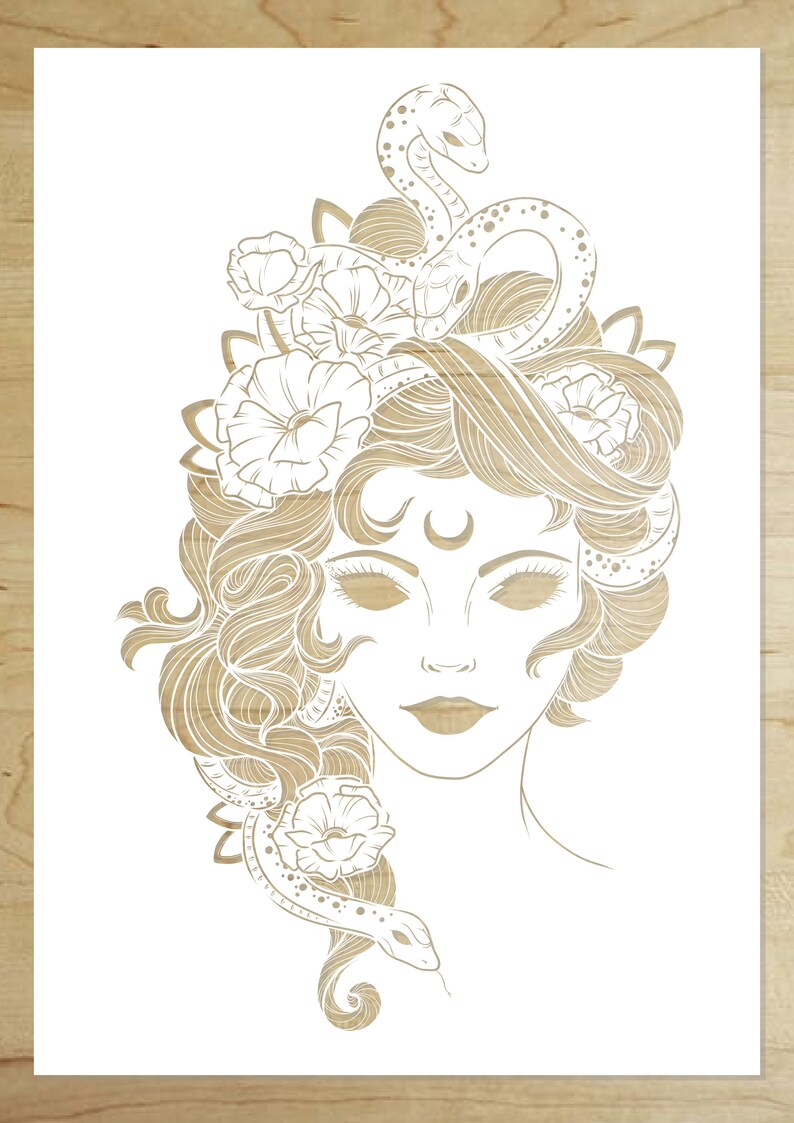 Medusa Stencil Design SVG PNG JPG - Etsy
