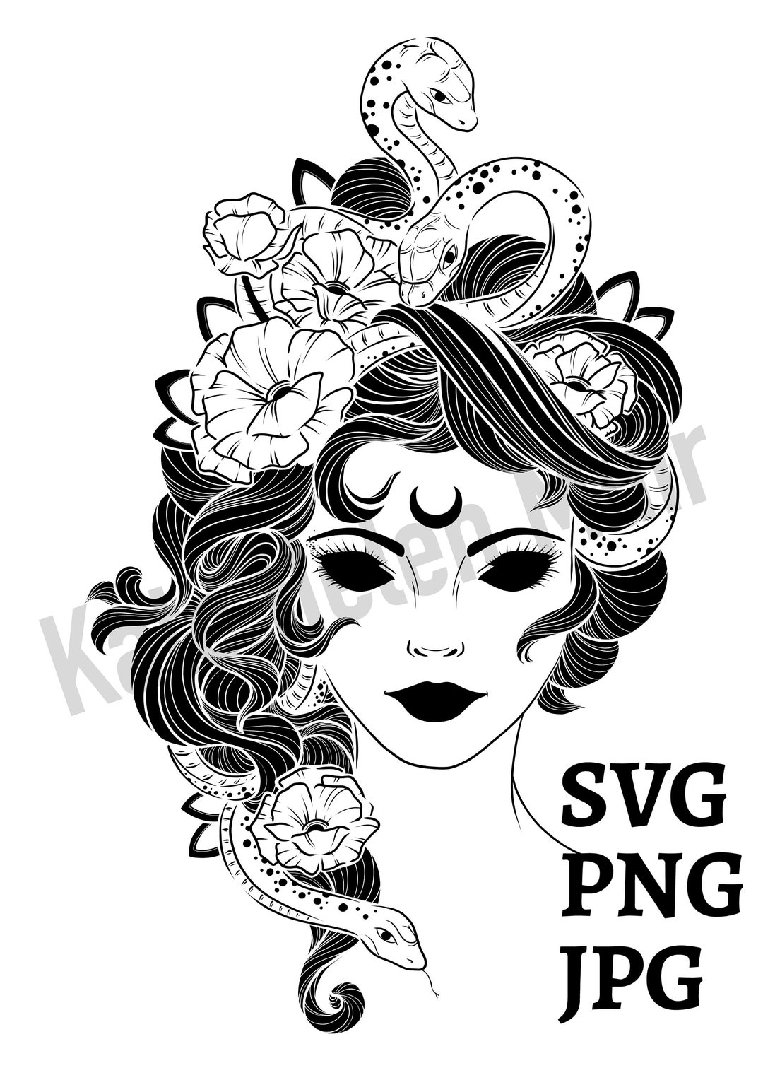 Medusa Stencil Design SVG PNG JPG - Etsy
