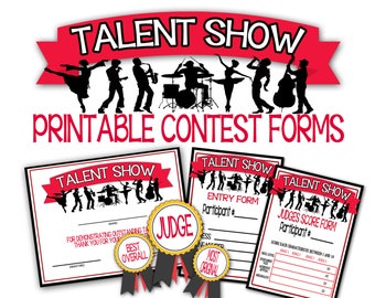 Talent Show druckbare Wettbewerbsformulare, Talent Show Participation Awards, Talent Show Awards, Talent Showcase, Talent Show Judges Ribbons