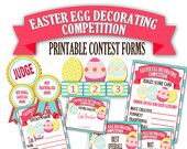 Easter Egg Decorating Contest Forms Packet, Eastaer Egg Judges Score Cards, Easter Party Supplies, Easter Egg Contest, Easter Egg Contest