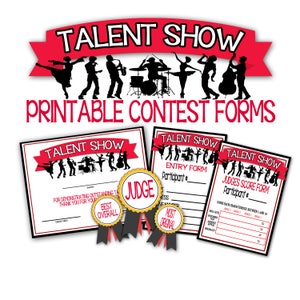 Talent Show afdrukbare wedstrijdformulieren, Talent Show deelname Awards, Talent Show Awards, Talent showcase, Talent Show rechters linten