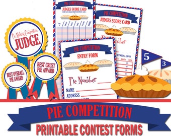 Pie Making Competition Printable Forms, Pie Contest Forms Packet, Pie Contest Judging Forms, Pie Competition Entry, Contest Award Ribbons
