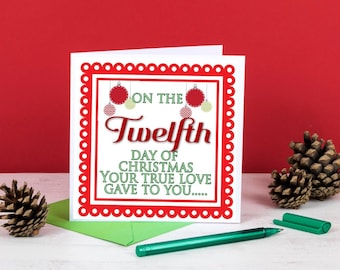 Twelve Days of Christmas Card Set, Cards for the Twelve Days of Christmas, 12 Days of Christmas Cards, Creative Gift for Loved One, Card Set