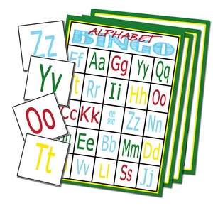 Bingo Del Alfabeto, 25 Cartas, Juego Del Alfabeto Imprimible, Cartas Del Alfabeto, Juego Escolar Joy, Juego De Aprendizaje Preescolar, Reconocimiento De Letras, Fiesta Fácil