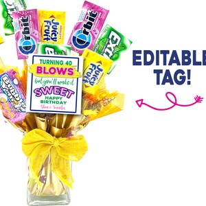 40th Birthday Gift Tag, Candy Bar Poster, Friend Birthday Gift ...