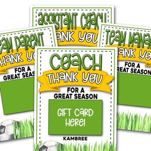 Fußball-Trainer-Dankeschön-Geschenkkartenhalter, Fußball-Dankeskarte, Fußball druckbar, Fußball-Dankeskarte, Team-Manager-Dankeschön, Team-Elternteil